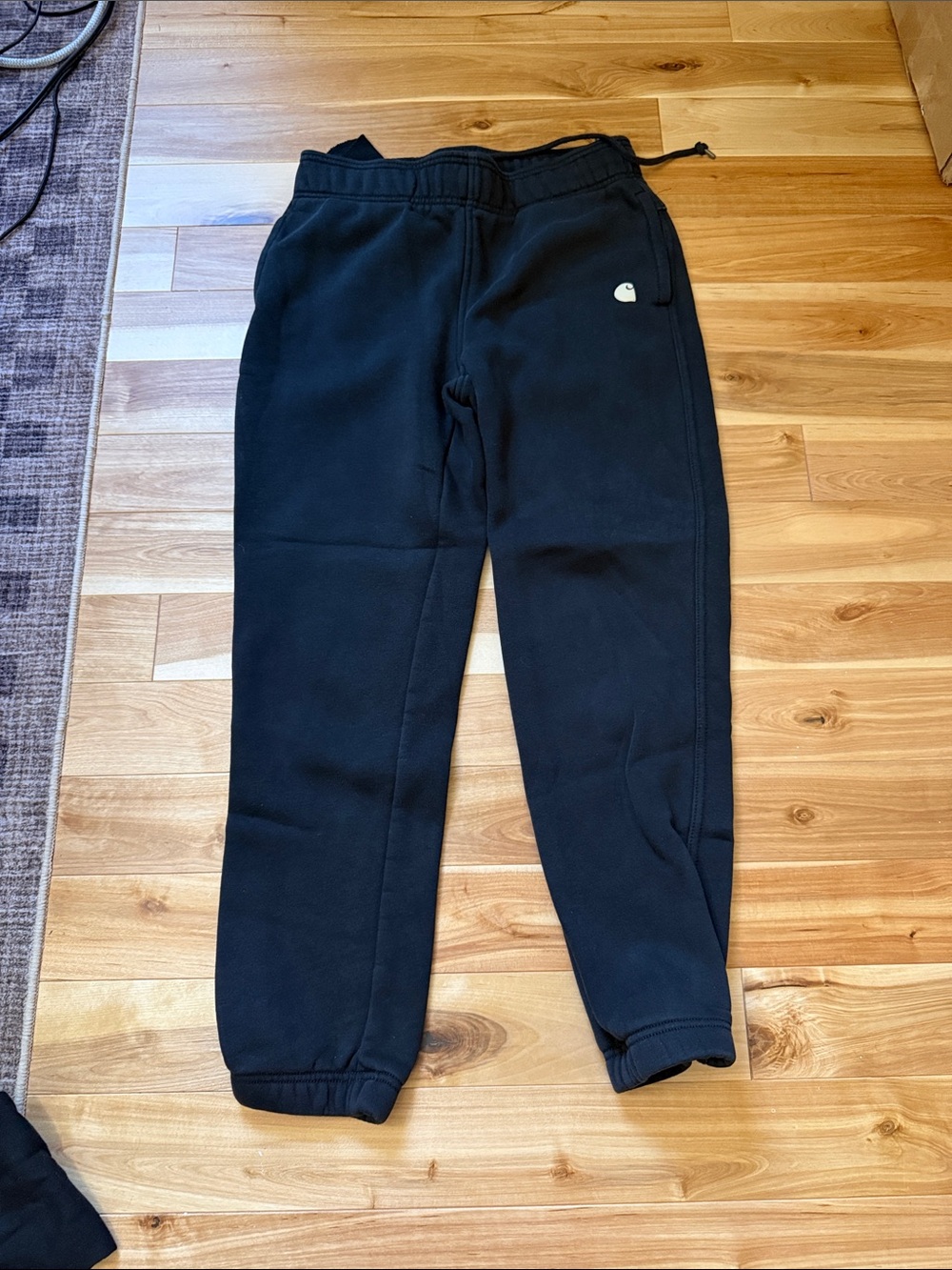 Carhartt Black Fleece Joggers with Logo